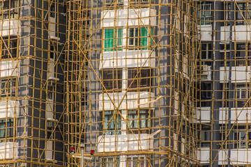 Hongkong Wohnhaus mit Bambusgerüst