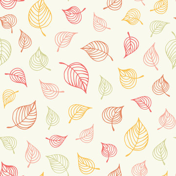 Seamless vector pattern with leaves, floral background