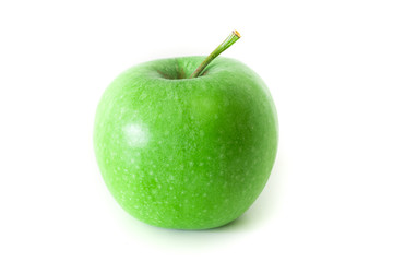 Green apple on white background