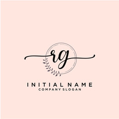 RG Beauty vector initial logo, handwriting logo.