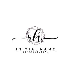 RH Beauty vector initial logo, handwriting logo.
