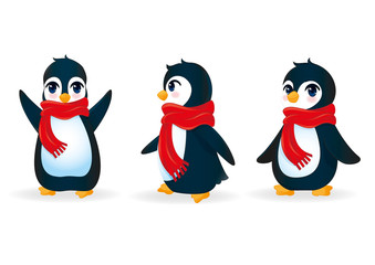Winter Weihnachten Pinguin mit Schal