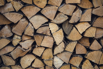 A stock pile of timber, chopped down trees.