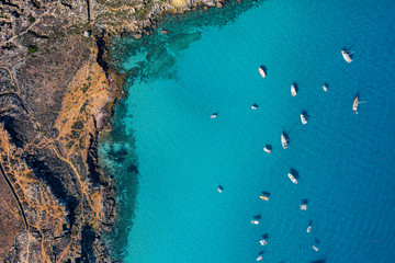 italy sicily egadi islands drone aerial cala rossa favignana - obrazy, fototapety, plakaty