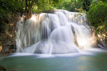 Beautiful waterfall Huai Mae Khamin at Kanchanaburi Province in west Thailand.