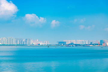 Fototapeta na wymiar Cityscape of Zhanjiang Bay, Guangdong Province, China