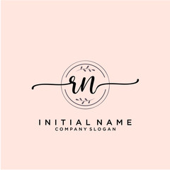 RN Beauty vector initial logo, handwriting logo.