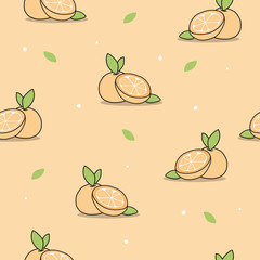Orange pattern, Seamless pattern, Fruit copy in orange background, Orange vector illustration, Green leaf seamless, Pattern option 