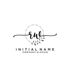 RW Beauty vector initial logo, handwriting logo.