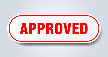 approved sign. approved rounded red sticker. approved
