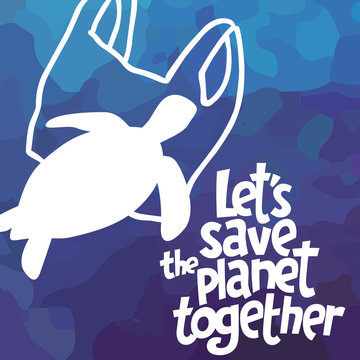 Save the planet square vector image. The environment protection vector design for a poster, flyer print. Plastic free and zero waste theme