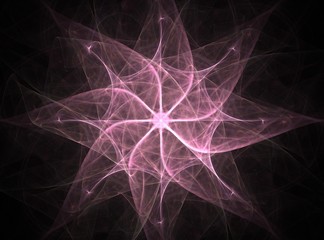 Particles of abstract fractal forms on the subject of nuclear physics science and graphic design. Geometry sacred.