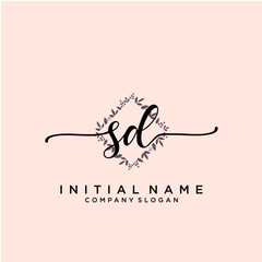 SD Beauty vector initial logo, handwriting logo.