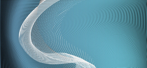 Abstract monochrome blue halftone pattern. Soft ldynamic lines