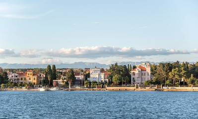 Naklejka na ściany i meble View from the sea to the city of Zadar in Croatia.