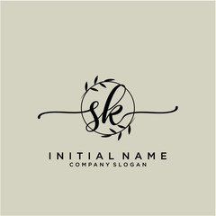 SK Beauty vector initial logo, handwriting logo.