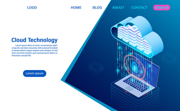 modern cloud technology and networking concept. Online computing technology. Big data flow processing concept, Internet data services vector illustration