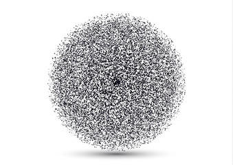 Black dust isolated on a white background. Template for projects. Small particles fly and swirl.