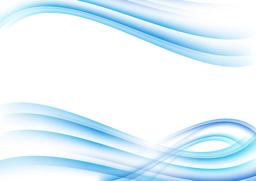 Abstract blue curved lines on a white background. Modern template for your design. © Irina