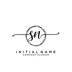 SN Beauty vector initial logo, handwriting logo.