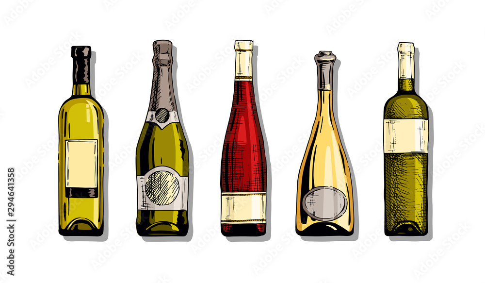 Wall mural set of wine bottle