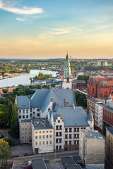 Fototapeta premium Pejzaż Szczecina w słoneczny dzień, Polska, Europa.