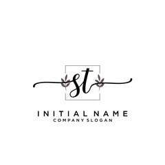 ST Beauty vector initial logo, handwriting logo.