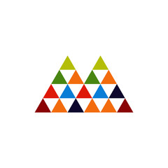 Colorful triangles icon, negative space triangle icon .vector