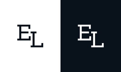Minimalist line art letter EL logo. This logo icon incorporate with two letter in the creative way. - obrazy, fototapety, plakaty