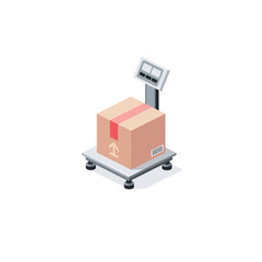 Scales Cargo. Vector 3d isometric, color web icon, new flat style. Creative illustration design, idea for infographics.