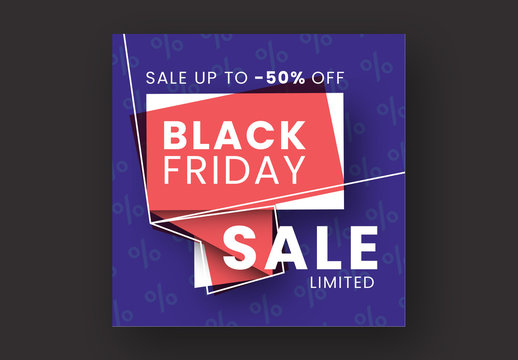 Black Friday Sale Card Layout with Red White and Blue Elements