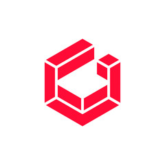 G initial with hexagon and structure aspect, Flat letter G logo .vector