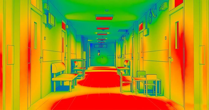 Multispectral survey of  room spaces of building to detect energy loss and illumination