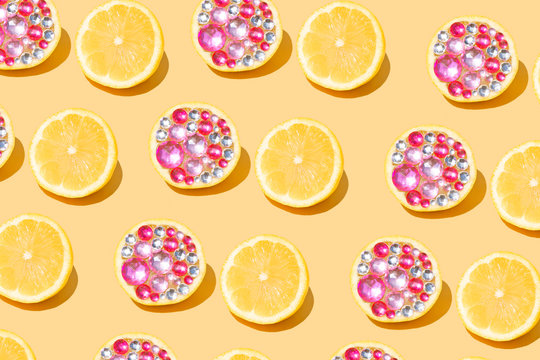 Lemon Citrus Fruit, Gemstone Pattern 