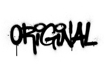 graffiti original word sprayed in black over white