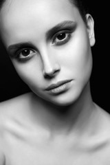 Fototapeta premium Female Face. beautiful girl with big eyes