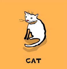 Funny cat cartoon  illustration