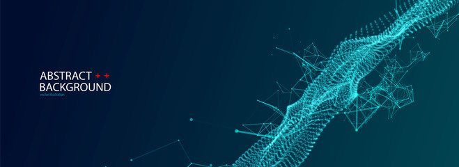 Abstract vector background. Glowing particles dynamic flow.