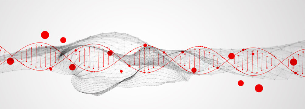 Science template, wallpaper or banner with a DNA molecules. Vector illustration.
