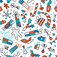 New Year festive vector seamless pattern