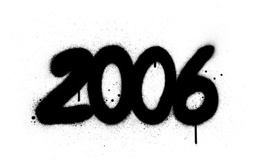 graffiti number 2006 sprayed in black over white