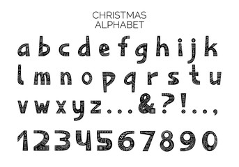 Christmas alphabet vector bold typeset