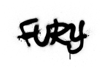 graffiti fury word sprayed in black over white