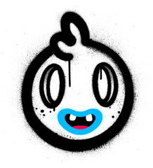 graffiti cute monster icon sprayed over white