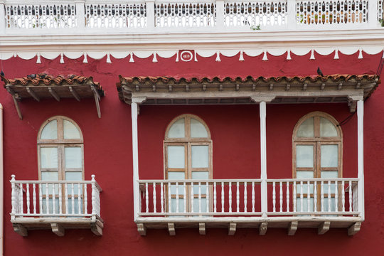 Typical Latin American colonial window in Cartagena, Colombia