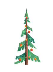Christmas tree flat vector illustration