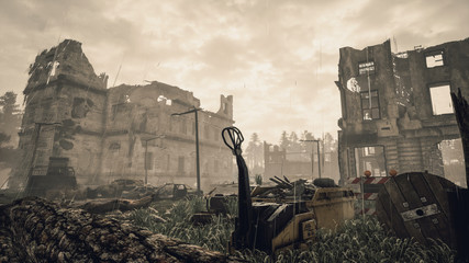 Ruins of a city. Apocalyptic landscape