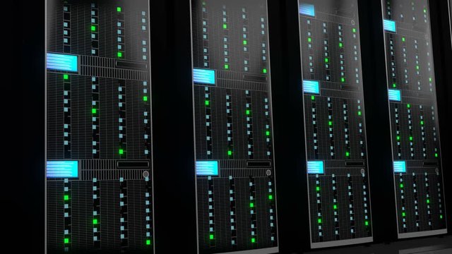 3D 4K servers - data center - storage/ hosting concept.