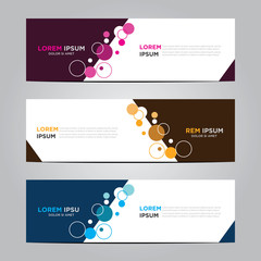 Set of three abstract vector banners. Modern template vector design