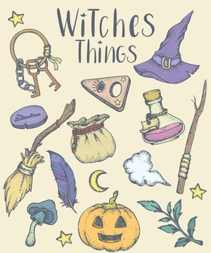 Set of witches things. Halloween set